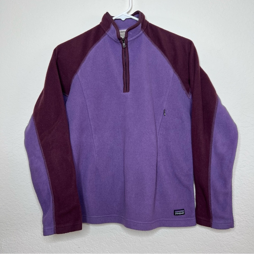 Patagonia Kids XL Fleece Pullover 1/4 Zip Purple Long Sleeve Used Outdoors